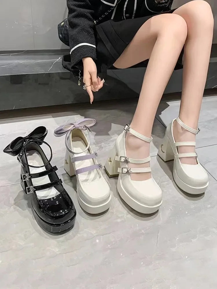 Spring Punk  Chunky Platform High Heels Pumps
