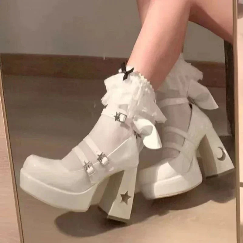 Spring Punk  Chunky Platform High Heels Pumps