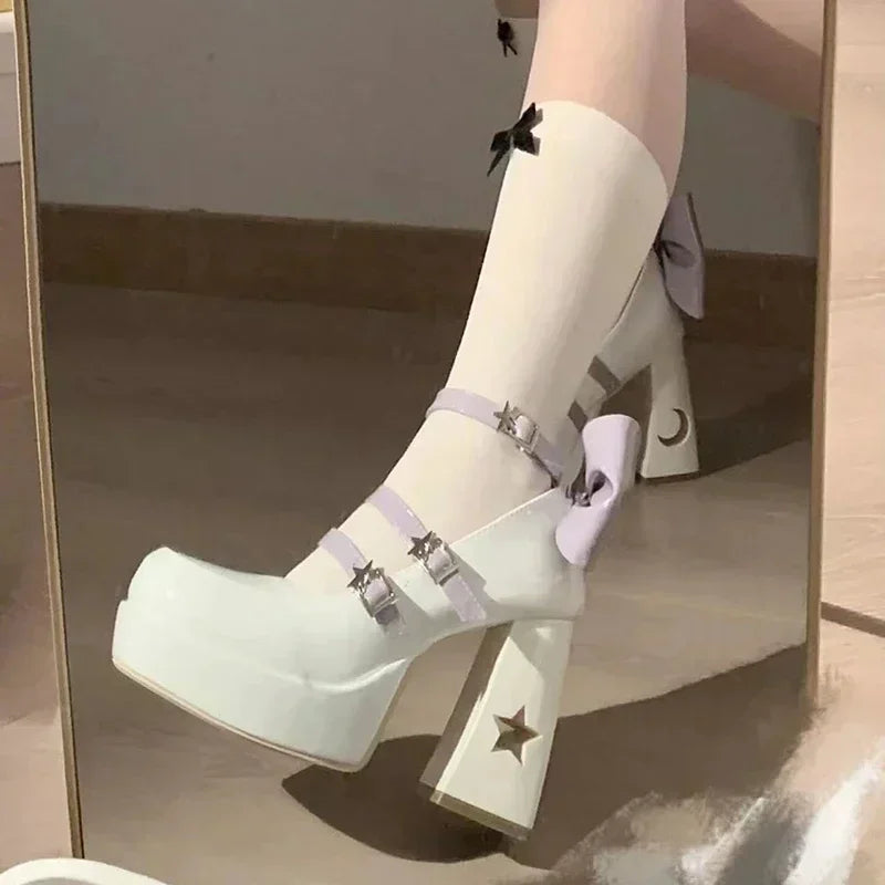 Spring Punk  Chunky Platform High Heels Pumps