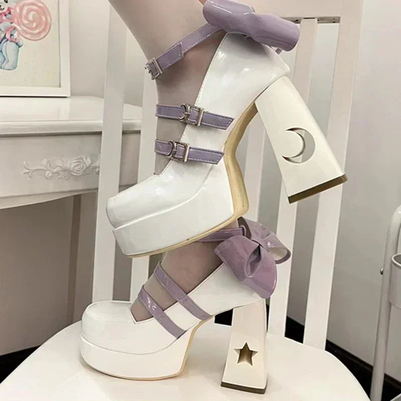 Spring Punk  Chunky Platform High Heels Pumps