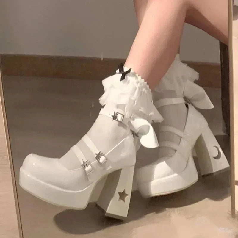 Spring Punk  Chunky Platform High Heels Pumps