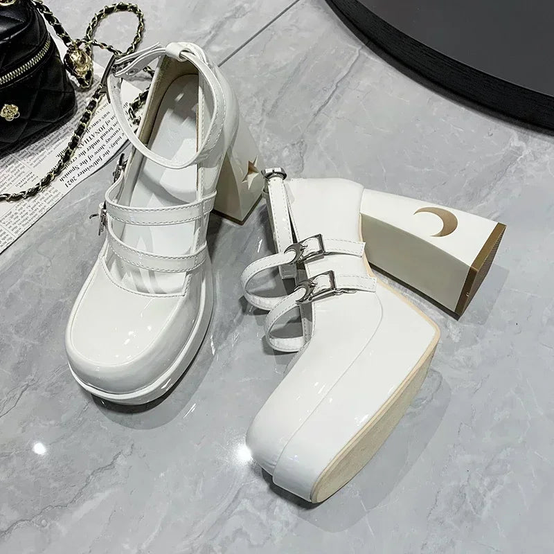Spring Punk  Chunky Platform High Heels Pumps
