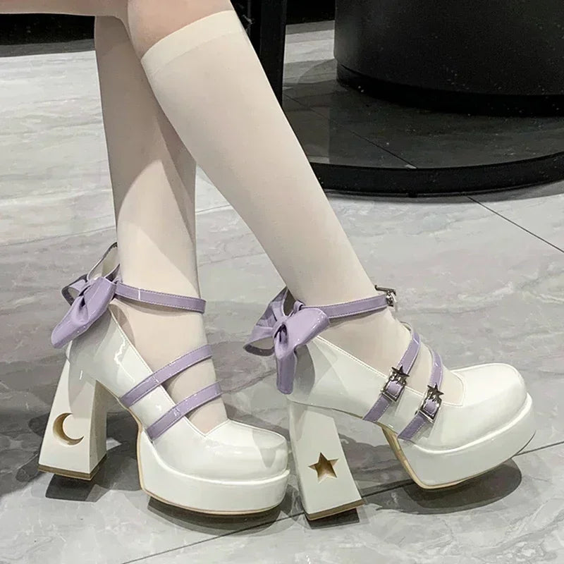Spring Punk  Chunky Platform High Heels Pumps