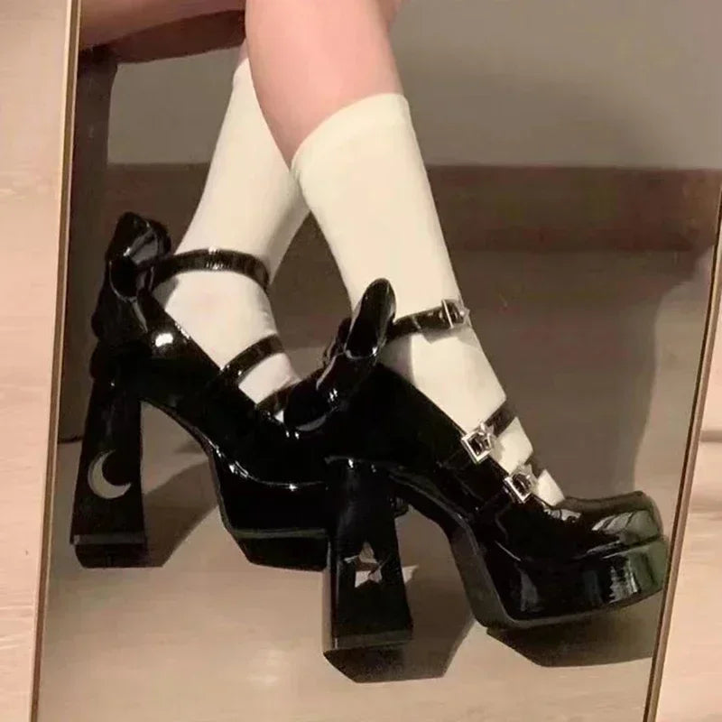 Spring Punk  Chunky Platform High Heels Pumps