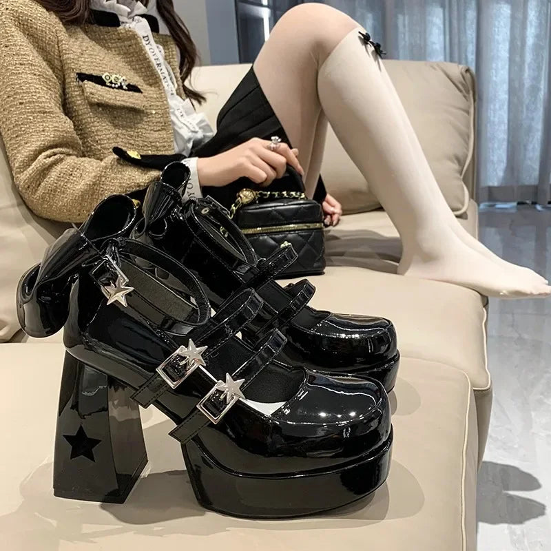 Spring Punk  Chunky Platform High Heels Pumps